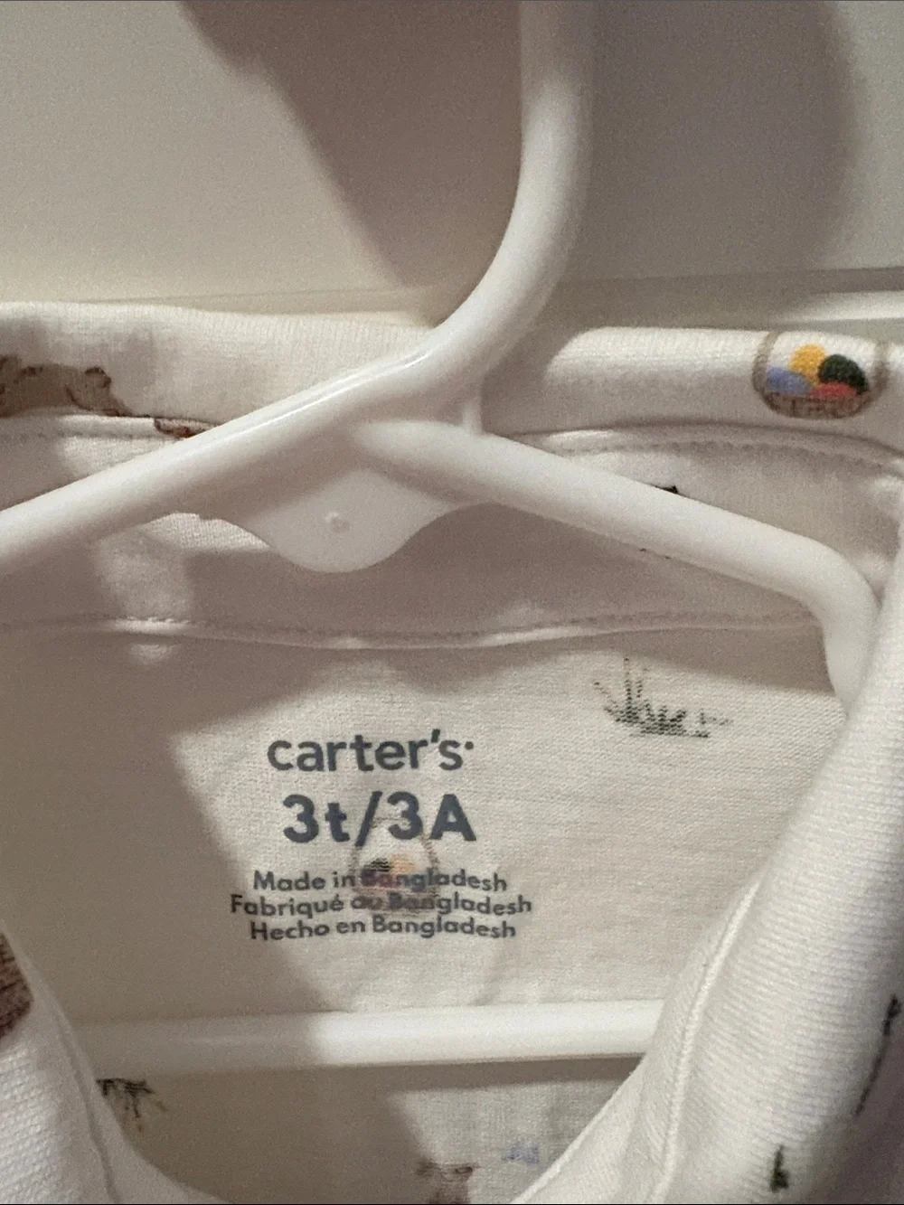 Carter's White Easter 🐣 Polo Shirt with Tiny Animal & Nature Motifs